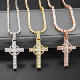 GL Circular Cross Set Emerald Cut Round Cut Zircon Pendant