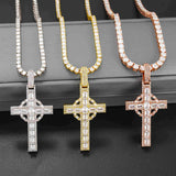 GL Circular Cross Set Emerald Cut Round Cut Zircon Pendant