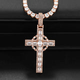 GL Circular Cross Set Emerald Cut Round Cut Zircon Pendant