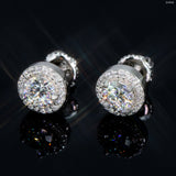 GL Luxury Moissanite Jewelry VVS Diamond Round Earrings 8mm 9.2mm 11mm Sterling Silver 925 Hip Hop Fashion Earrings