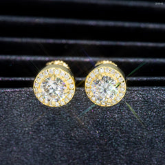 GL Luxury Moissanite Jewelry VVS Diamond Round Earrings 8mm 9.2mm 11mm Sterling Silver 925 Hip Hop Fashion Earrings