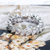 GL S925 Sterling Silver Gold Plated Marquise Moissanite Engagement Ring