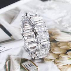 GL Classic Emerald Cut jewelry Eternity Moissanite Diamond Band Ring
