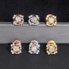 Hiphop Jewelry 925 Sterling Silver VVS Round Cut Moissanite Stud Earring