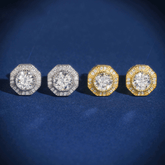 Hiphop Jewelry 925 Sterling Silver VVS Round Cut Emerald Cut Moissanite Stud pentagon Earring