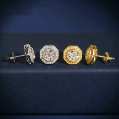 Hiphop Jewelry 925 Sterling Silver VVS Round Cut Emerald Cut Moissanite Stud pentagon Earring