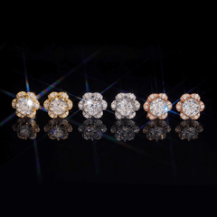 GL Hiphop Jewelry 925 Sterling Silver VVS Round Cut Emerald Cut Moissanite Stud Flower Shape Earring