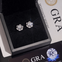 GL Hiphop Jewelry 925 Sterling Silver VVS Round Cut Emerald Cut Moissanite Stud Flower Shape Earring