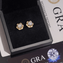 GL Hiphop Jewelry 925 Sterling Silver VVS Round Cut Emerald Cut Moissanite Stud Flower Shape Earring