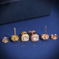 GL Hiphop Jewelry 925 Sterling Silver VVS Round Cut Moissanite Stud Earring