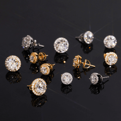 GL Hiphop Jewelry 925 Sterling Silver VVS Round Cut Moissanite Stud Earring