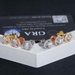 GL Hiphop Jewelry 925 Sterling Silver VVS Round Cut Moissanite Stud Earring