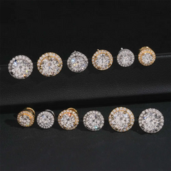 GL Hiphop Jewelry 925 Sterling Silver VVS Round Cut Moissanite Stud Earring