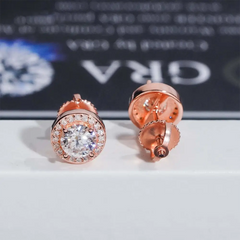 GL Hiphop Jewelry 925 Sterling Silver VVS Round Cut Moissanite Stud Earring