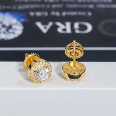 GL Hiphop Jewelry 925 Sterling Silver VVS Round Cut Moissanite Stud Earring