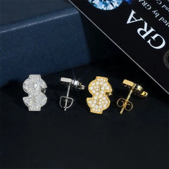 GL Luxury Dollar Earrings Screw Back 925 Sterling Silver Iced Out VVS Moissanite Hip Hop Earring