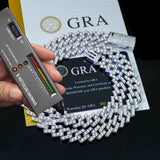 GL 12.6mm 925 Silver Hip Hop Moissanite Cuban Link Chain Necklace