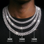 8MM 10MM 13MM S925 Silver 1 Rows VVS Moissanite Cuban Chain