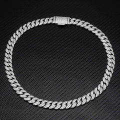 GL 12mm 2 Rows Micro Paved Cuban Bracelet Moissanite Iced Out Cuban Link Chain Necklace