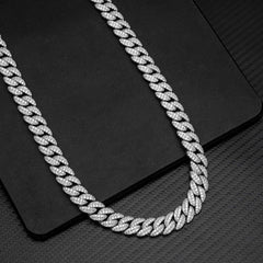 GL 12mm 2 Rows Micro Paved Cuban Bracelet Moissanite Iced Out Cuban Link Chain Necklace