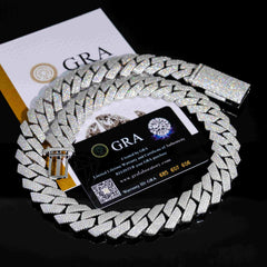 GL 20mm Iced Out 925 Sterling Silver Fine Jewelry Necklaces VVS Moissanite Cuban Link Chain