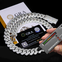 GL 20mm Iced Out 925 Sterling Silver Fine Jewelry Necklaces VVS Moissanite Cuban Link Chain