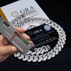 GL 18mm VVS Diamond Cuban Link Chain Luxury Pass Diamond Tester Moissanite Cuban Necklaces