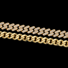 GL 15mm iced out Moissanite Diamond Cuban Miami Link Chain Necklace