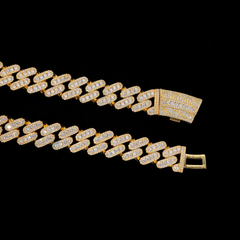 GL 15mm iced out Moissanite Diamond Cuban Miami Link Chain Necklace