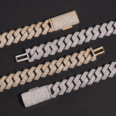 16mm 3 Rows Moissanite Cuban Link Chain