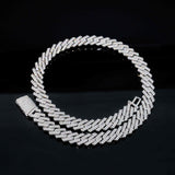 GL 12mm Silver Gold Plated Moissnaite Cuban Link Chain Men's Necklace Bracelet