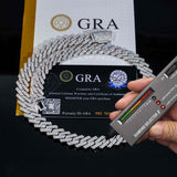 GL 12mm Silver Gold Plated Moissnaite Cuban Link Chain Men's Necklace Bracelet