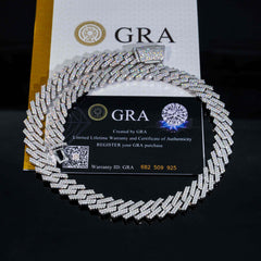 GL 12mm Silver Gold Plated Moissnaite Cuban Link Chain Men's Necklace Bracelet