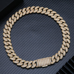 Hiphop 18mm S925 Iced Out Flawless Moissanite Miami Cuban Link Chain