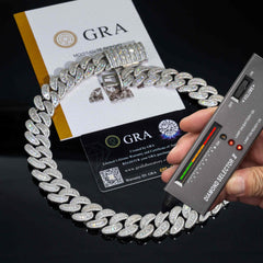 GL 15mm 18k Gold plated Moissanite Jewelry Cuban Link Chain