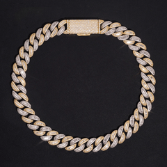 GL 15mm Two Tone iced out Jewelry S925 VVS Moissanite Diamond Cuban Chain Necklace