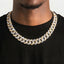 15MM S925 Silver Two Tone Rectangle&Round VVS Moissanite Miami Cuban Chain Necklace