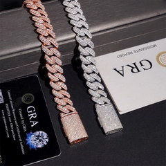 Luxury 15mm Baguette Moissanite Cuban Link Chain