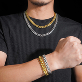 GL 6mm Stainless Steel Silver Moissanite Button End Cuban Chain