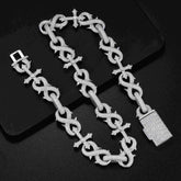 21.4MM Infinity Cross Charm VVS Moissanite Cuban Chain Necklace