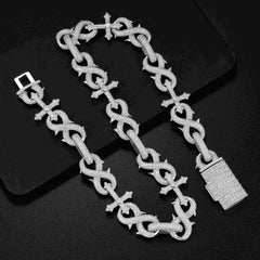 21.4MM Infinity Cross Charm VVS Moissanite Cuban Chain Necklace