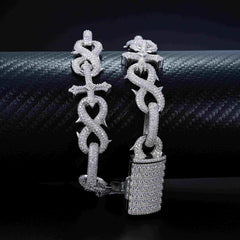 21.4MM Infinity Cross Charm VVS Moissanite Cuban Chain Necklace