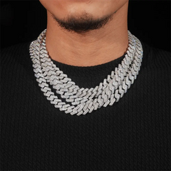 13MM 2 Rows VVS Moissanite EDG Cuban Link Chain Necklace
