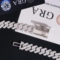 13MM 2 Rows VVS Moissanite EDG Cuban Link Chain Necklace