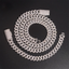12MM S925 Silver 2 Rows VVS Moissnaite Drill Rhomb-edged Cuban Link Chain