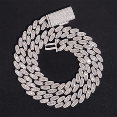 15mm Baguette Moissanite Cuban Link Chain