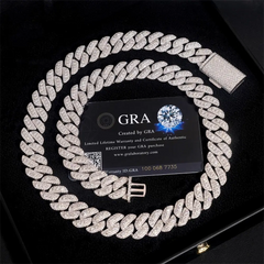 10MM Mixed Baguette With Round VVS Moissanite Cuban Chain