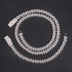 8.5mm VVS Moissanite Cross Cuban Link Chain