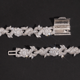 GL 15mm Flower Shape 925 Sterling Silver Iced Out Hip Hop 5A+ Diamond Bracelet Necklace