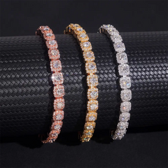 6mm Halo Moissanite Tennis Chain - 16K Gold